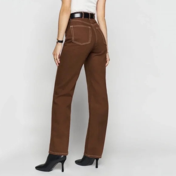 Reformation Cowboy High Rise Straight Jeans in Chocolate Brown Size 29 - Picture 3 of 15
